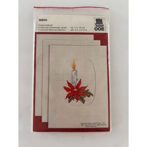 OOE Poinsettia Candle Christmas Card Cross Stitch Kit 56840 Set of 3 Denmark
